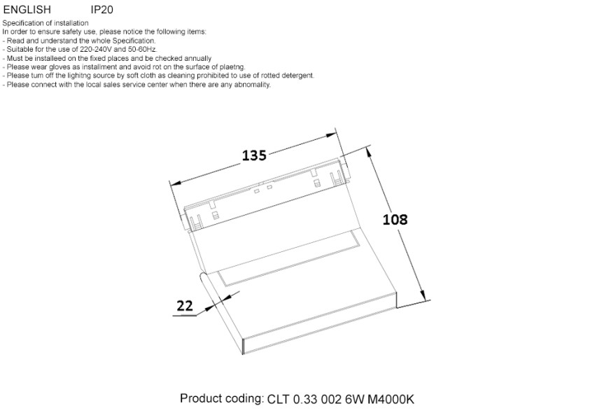 Светильник трековый магнитный CLT 0.33 002 6W WH M4000K