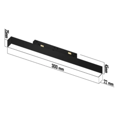  Трековый магнитный светильник LINER MAGNETIC S20 48V 10W 120° 3000K CRI90 OSRAM | Черный корпус L300mm