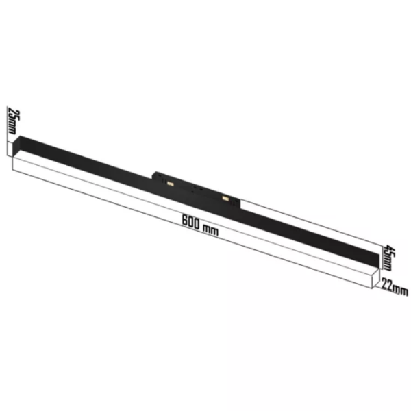 Трековый магнитный светильник LINER MAGNETIC S20 48V 20W 120° 4000K CRI90 OSRAM | Черный корпус L600mm