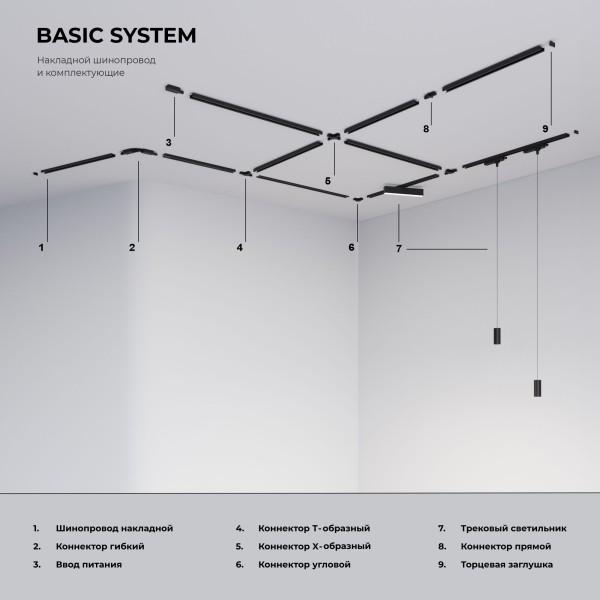 Однофазный шинопровод черный 2м 85080/00