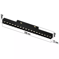 Трековый светодиодный светильник магнитный LINER BLACK MASK MAGNETIC S20 48V 18W 36° 3000-6000K Tuya Smart CRI90 OSRAM | Черный корпус L328mm 