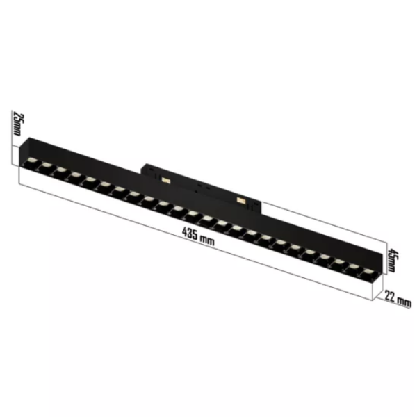 Трековый светодиодный светильник магнитный LINER BLACK MASK MAGNETIC S20 48V 24W 36° 3000K CRI90 OSRAM | Черный корпус L435mm