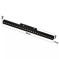 Трековый светодиодный светильник магнитный LINER BLACK MASK MAGNETIC S20 48V 24W 36° 4000K CRI90 OSRAM | Черный корпус L435mm