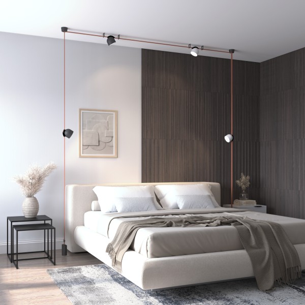 DK5542-BK Поворотный светильник для трека-ремня Belty, серия Spot, со светодиодом, D100*H107мм, 48V DC, 12W, RA90, 120°, 4000K, IP20, черный, алюминий