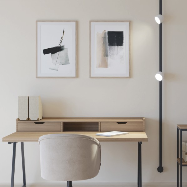 DK5542-WH+BK Поворотный светильник для трека-ремня Belty, серия Spot, со светодиодом, D100*H107мм, 48V DC, 12W, RA90, 120°, 4000K, IP20, белый с черным, алюминий