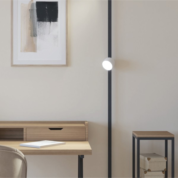 DK5542-WH+BK Поворотный светильник для трека-ремня Belty, серия Spot, со светодиодом, D100*H107мм, 48V DC, 12W, RA90, 120°, 4000K, IP20, белый с черным, алюминий