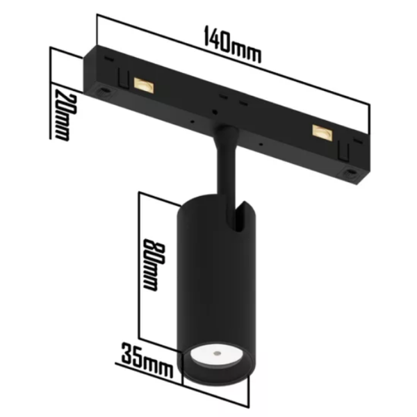 Трековый магнитный светильник SPOT MAGNETIC S20 48V 10W 24° CRI90 OSRAM 3000-6000K TRIX | Черный корпус D35х80mm