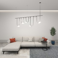 DK5560-WH+BK Cветильник для трека-ремня Belty, серия Flow, со светодиодом, D220*H117мм, 48V DC, 24W, RA90, 120°, 4000K, IP20, белый с черным, алюминий