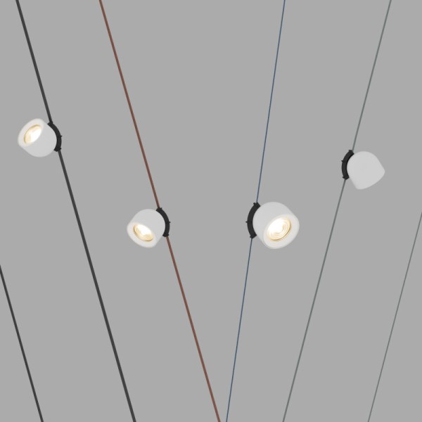 DK5541-WH+BK Поворотный светильник для трека-ремня Belty, серия Spot, со светодиодом, D100*H107мм, 48V DC, 12W, RA90, 38°, 3000K, IP20, белый с черным, алюминий