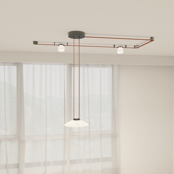 DK5541-WH+BK Поворотный светильник для трека-ремня Belty, серия Spot, со светодиодом, D100*H107мм, 48V DC, 12W, RA90, 38°, 3000K, IP20, белый с черным, алюминий