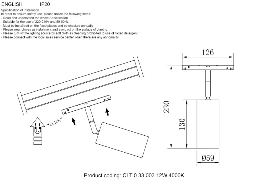 Crystal Lux Technical (CLT) Crystal Lux CLT 0.33 003 12W BS 4000K