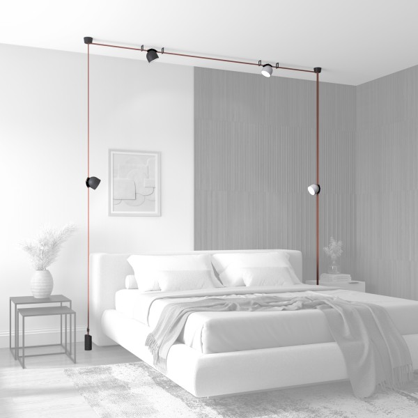 DK5543-BK Поворотный светильник для трека-ремня Belty, серия Spot, со светодиодом, D100*H107мм, 48V DC, 12W, RA90, 120°, 3000K, IP20, черный, алюминий