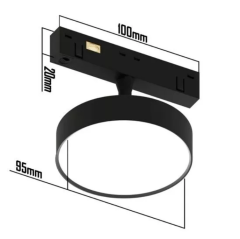 Трековый светодиодный светильник магнитный RONDO MAGNETIC S20 48V 10W 110° CRI90 OSRAM 3000K | Черный корпус Ø95х135 mm