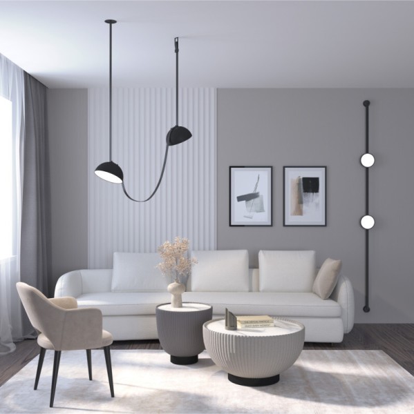 DK5561-BK Cветильник для трека-ремня Belty, серия Flow со светодиодом, D220*H117мм, 48V DC, 24W, RA90, 120°, 3000K, IP20, черный, алюминий