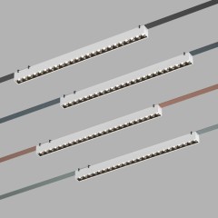 DK5572-WB Cветильник для трека-ремня Belty, серия Grill, со светодиодом, L642*W40*H45мм, 48V DC, 24W, RA90, 24°, 4000K, IP20, белый с черным, алюминий