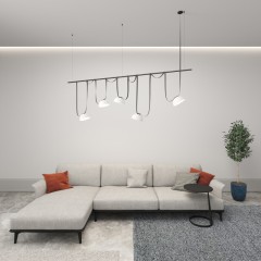 DK5561-WH+BK Cветильник для трека-ремня Belty, серия Flow, со светодиодом, D220*H117мм, 48V DC, 24W, RA90, 120°, 3000K, IP20, белый с черным, алюминий