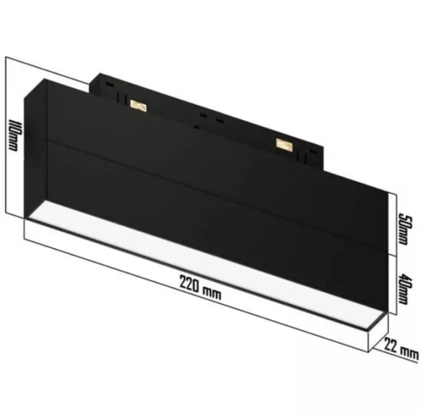 Трековый светодиодный светильник магнитный SPOT BLACK BOOK MAGNETIC S20 48V 16W 110° CRI90 OSRAM 3000-6000K Tuya Smart | Черный корпус L220хH110mm