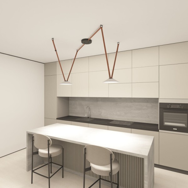 DK5565-WH+BK Cветильник для трека-ремня Belty, серия Flow, со светодиодом, D300*H71мм, 48V DC, 12W, RA90, 120°, 3000K, IP20, белый с черным, алюминий