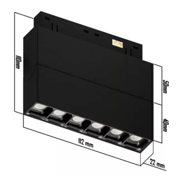 Трековый светодиодный светильник магнитный SPOT BLACK BOOK MAGNETIC S20 48V 8W 36° CRI90 OSRAM 3000K | Черный корпус L112хH110mm