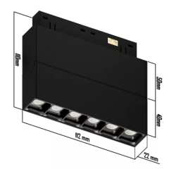 Трековый светодиодный светильник магнитный SPOT BLACK BOOK MAGNETIC S20 48V 8W 36° CRI90 OSRAM 4000K | Черный корпус L112хH110mm