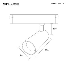 ST660.296.10 Св-к трек. SMART Золотистый LED 1*10W 2700K-6000K 535Lm Ra>90 36° IP20 D40xH90 220V SKYLINE 220