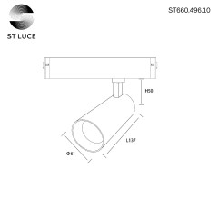 ST660.496.10 Св-к трек. SMART Черный LED 1*10W 2700K-6000K 535Lm Ra>90 36° IP20 D40xH90 220V SKYLINE 220