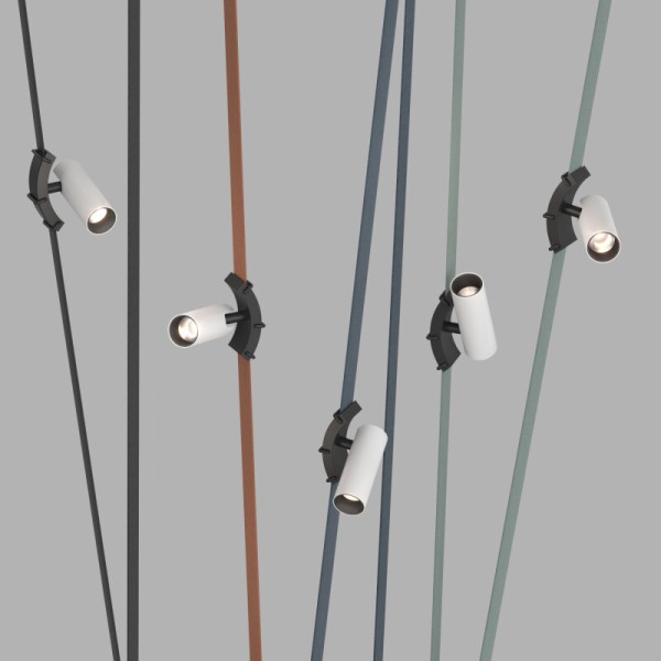 DK5546-BW+BK Поворотный светильник для трека-ремня Belty, серия Spot, со светодиодом, D35*L126.5мм, 48V DC, 7W, RA90, 30°, 4000K, IP20, белый с черным, алюминий