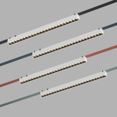 DK5573-WB Cветильник для трека-ремня Belty, серия Grill, со светодиодом, L642*W40*H45мм, 48V DC, 24W, RA90, 24°, 3000K, IP20, белый с черным, алюминий