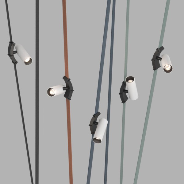 DK5547-BW+BK Поворотный светильник для трека-ремня Belty, серия Spot, со светодиодом, D35*L126.5мм, 48V DC, 7W, RA90, 30°, 3000K, IP20, белый с черным, алюминий