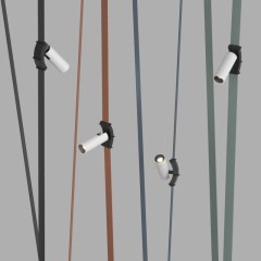 DK5547-BW+BK Поворотный светильник для трека-ремня Belty, серия Spot, со светодиодом, D35*L126.5мм, 48V DC, 7W, RA90, 30°, 3000K, IP20, белый с черным, алюминий