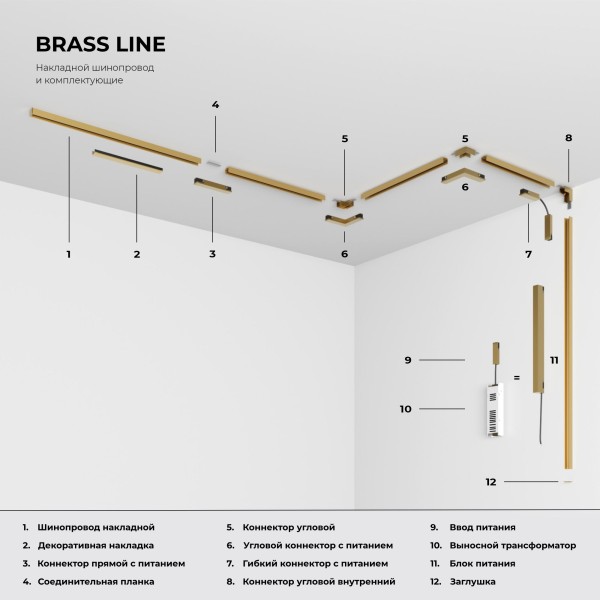 Brass Line  Декоративная накладка для шинопровода 20см латунь 85232/00