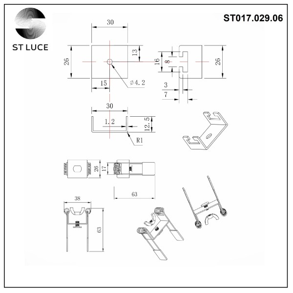 ST017.029.06 Монтажная скоба для ST017.129.06 ST-Luce Серебристый Светодиодные ленты