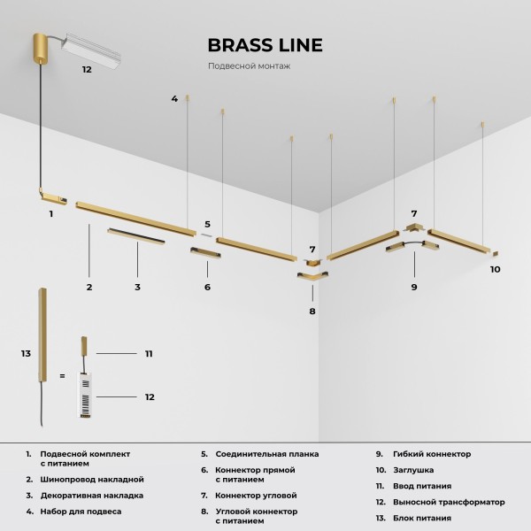 Brass Line Заглушки для накладного шинопровода латунь 2шт 85230/00