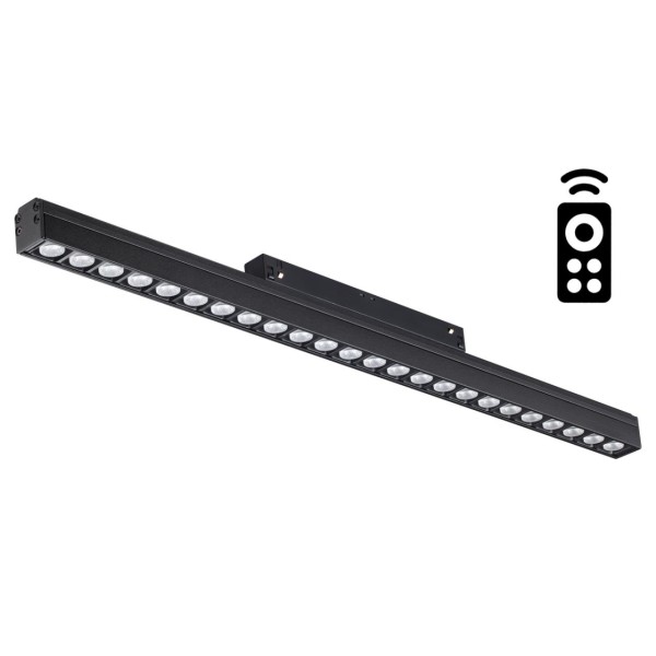 358624 SHINO NT21 064 черный Трековый низковольтный св-к диммируемый с ДУ, со сменой цв.температуры IP20 LED 3000~6500К 24W 48V FLUM