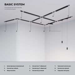 Коннектор прямой для однофазного встраиваемого шинопровода черный TRCM-1-I-BK